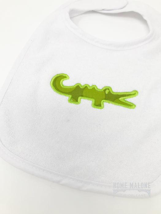 Embroidered Green Alligator Bib