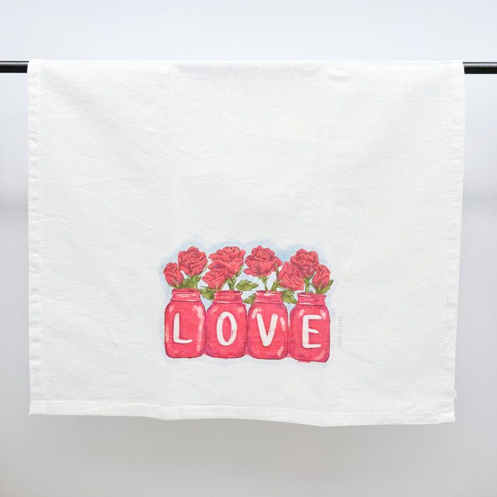 Valentine's Roses in Mason Jars Towel