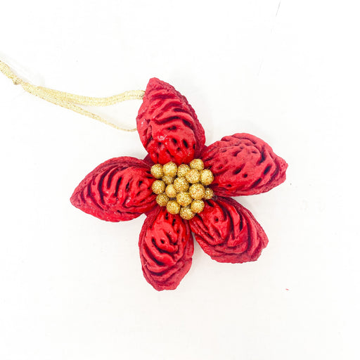 Cute red poinsetta christmas ornament 