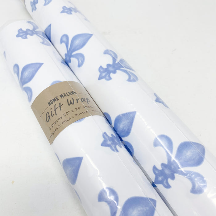 Blue Fleur De Lis Gift Wrap