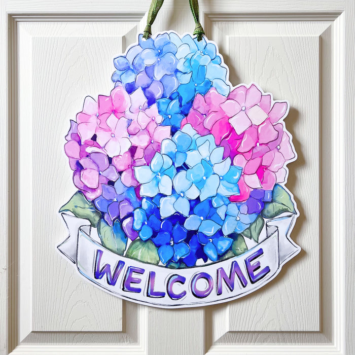 Hydrangea Welcome, New Orleans art, Home Malone, Pink Flower, Purple Flower, Blue Flower, Door Greeting, Floral Decor, Summer Decor, Spring Decor