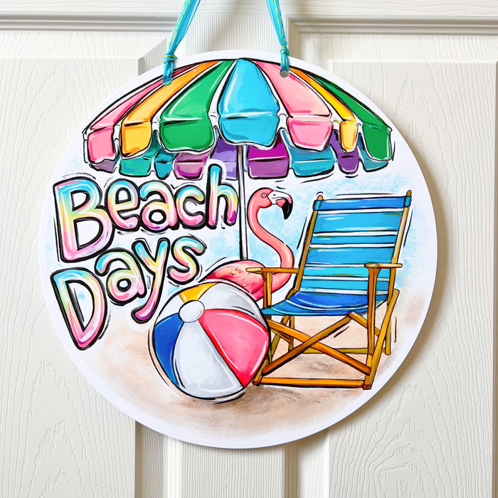 Beach Days Door Hanger, New Orleans art, Home Malone, Sumer Door Hanger, Flamingo, Beach Call, Beach Chair, Umbrella, Beach House Decor, Swimming