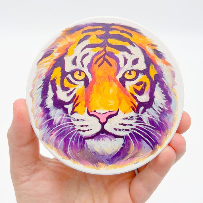 LSU Tiger Head, Home Malone, New Orleans Art, Baton Rouge, Louisiana, Coaster, Absorbable Stone, Party Gift, Christmas Gift, College Football, Alumni and Grad Gift