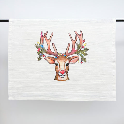 Holiday Deer Towel, New Orleans art, Home Malone, Rudolph, Merry Christmas, Christmas Lights, Ho Ho Ho, Santa's Reindeer, Kitchen Towel, Bathroom Towel