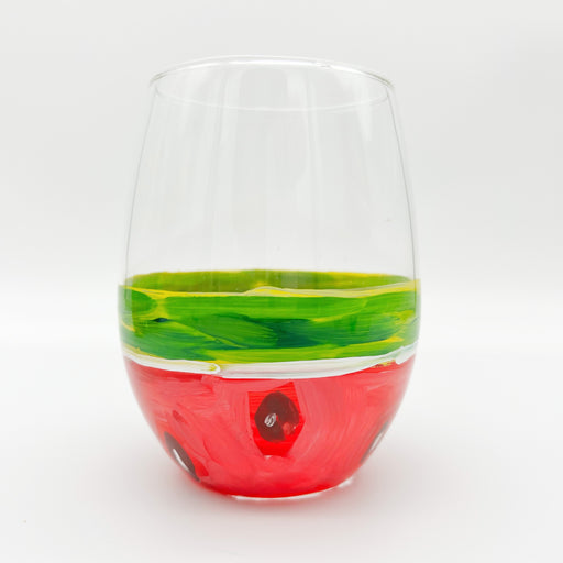 Summer Watermelon hand painted large wine glass best gifts for home at Home Malone New Orleans