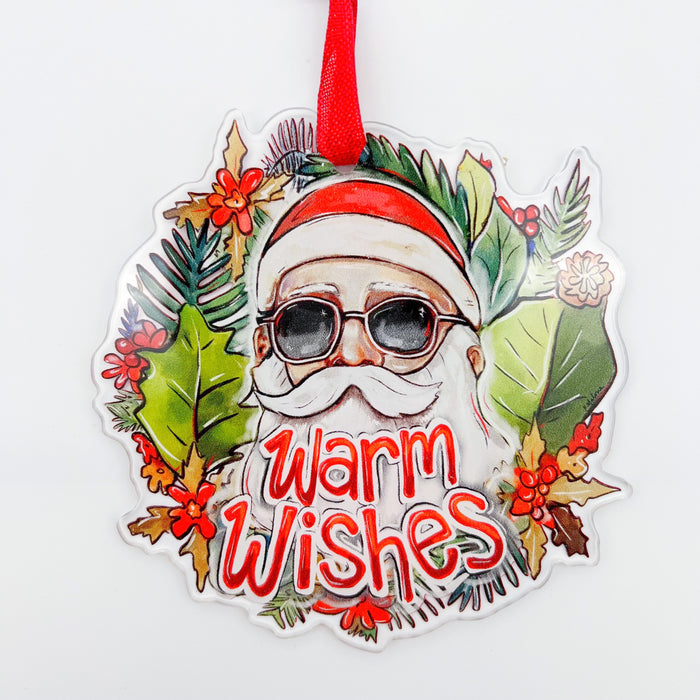Warm Wishes Tropical Santa Ornament, Home Malone, New Orleans art, Warm Christmas, Santa Claus, Merry Christmas, Cool Santa, Southern Christmas, Tree Ornament