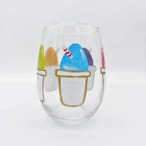 Snow Ball Snow Cone Shaved Ice hand painted large wine glass best gifts for home at Home Malone New Orleans