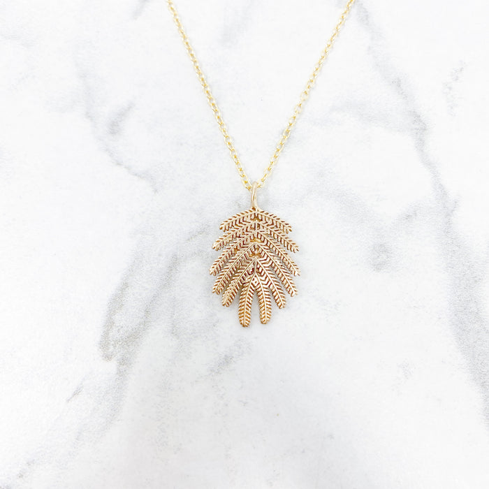 Mimosa Necklace - Mimosa Leaf Small Pendant