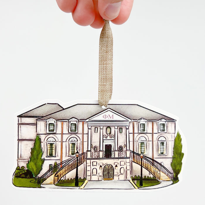 Phi Mu House Ornament - Ole Miss - ONLINE EXCLUSIVE — Home Malone