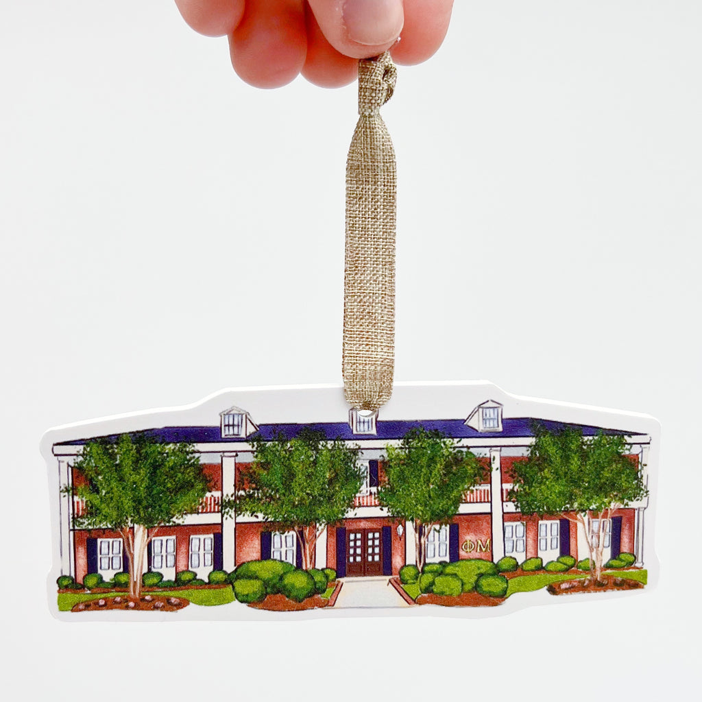 Phi Mu House Ornament - Ole Miss - ONLINE EXCLUSIVE — Home Malone