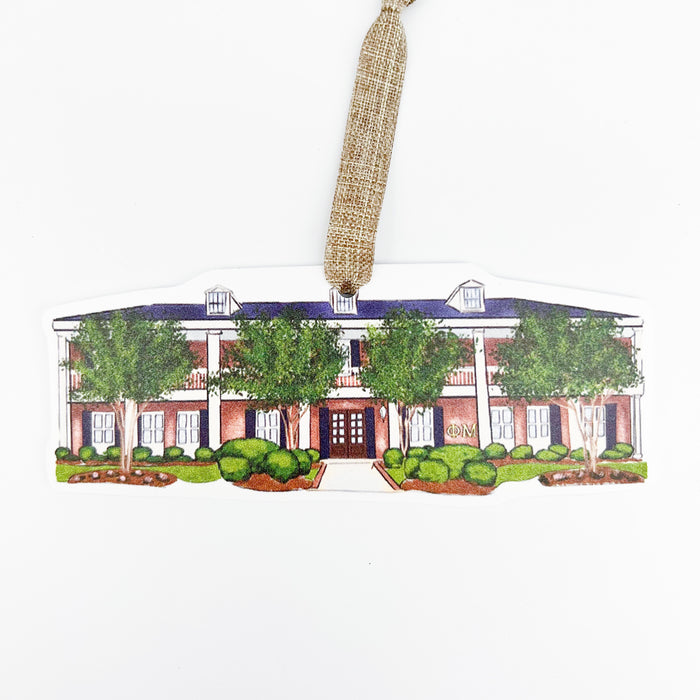 Phi Mu House Ornament - Ole Miss - ONLINE EXCLUSIVE