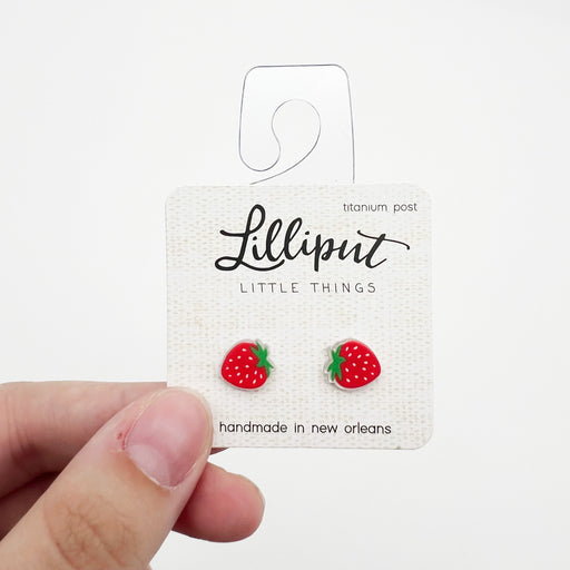 Cute Strawberry Earring Studs, Summertime + Springtime Sweet Strawberry Jewelry, NOLA