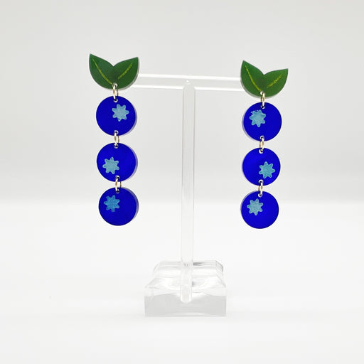 Spring + Summer Blueberry Fruit Acrylic Dangle Earrings Jewelry, Hypoallergenic, Home Malone, Women Owned. NOLA