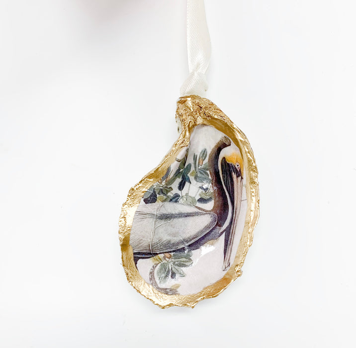 Pelican Oyster Shell Ornament