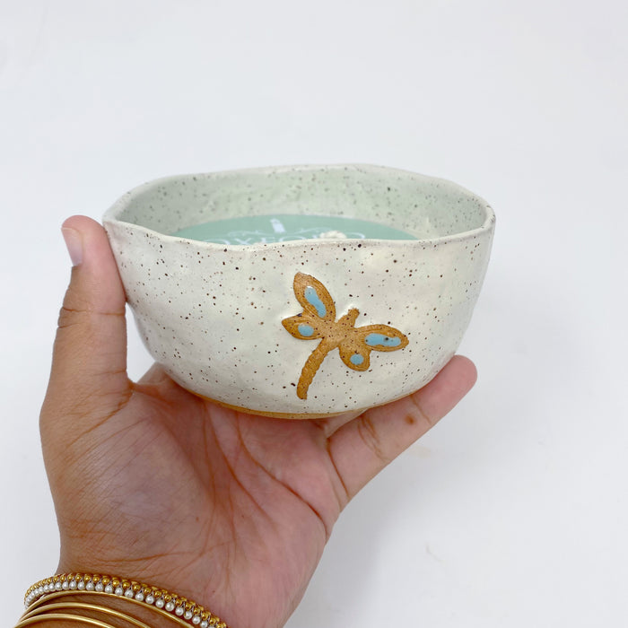 Dragonfly Pottery Candle