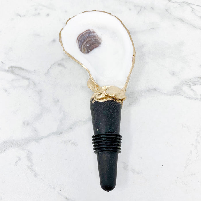 Cute Gold Leaf Oyster Shell Wine Stopper Wine Topper