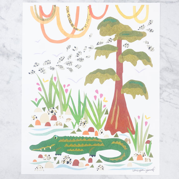 Swamp Gator Art Print: 8x10