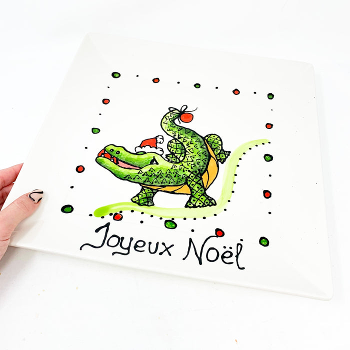 Joyeux Noel Alligator Large Square Platter