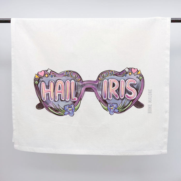 Krewe of Iris, Iris Sunglasses, Hail Iris, Iris Logo, Mardi Gras, New Orleans, Home Malone, towel, Sunglasses towel, Mardi Gras Krewe, NOLA Mardi Gras, NOLA, Home Malone