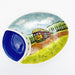 Jan Salzer Streetcar Chip and Dip Platter New Orleans Artist Handmade Handpainted Unique One of a kind Functional Art