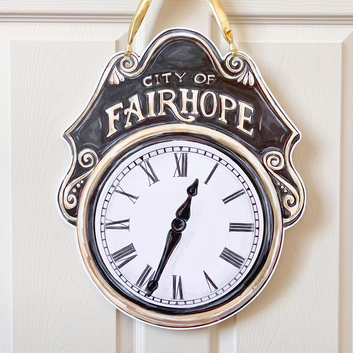 City of Fairhope Alabama Emperor Grandfather Black White Clock Door Hanger Home Malone New Orleans