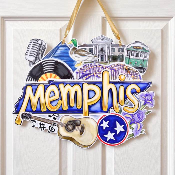 Memphis Tennessee, Memphis Door Hanger, Soul, Beale Street, Rock N Roll, Downtown Memphis, New Orleans Art, Home Malone