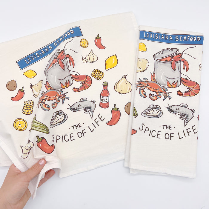Louisiana Seafood, Seafood Towel, New Orleans Seafood, cute towel, Kitchen Towel, Home Malone, Local Life Linens
