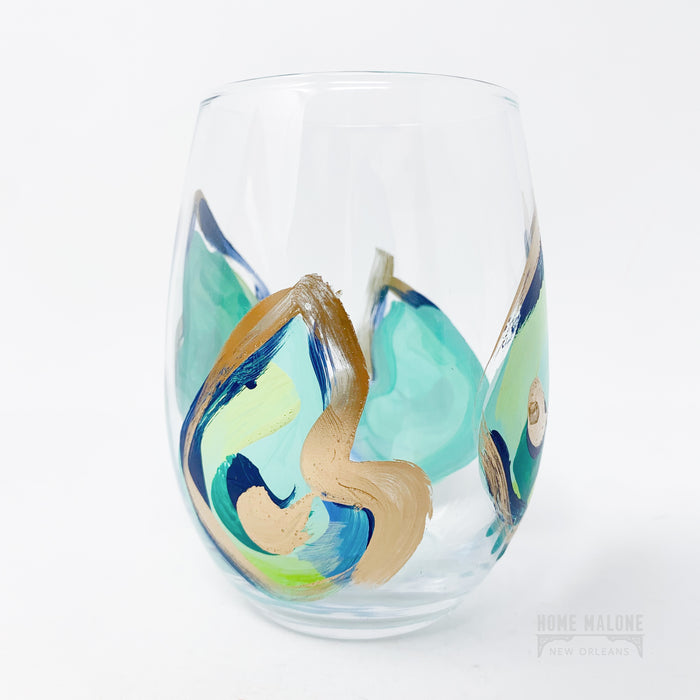 Stemless Wine Glass: Blue Oyster Minis