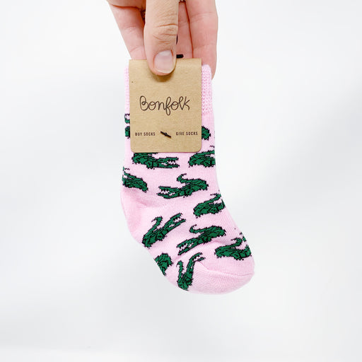 Bonfolk Pink Alligator Baby Socks