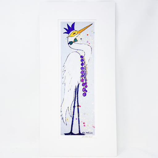 Ellen McCord Carnibal Crane with Purple Crown 10x20 print Made in New Orleans