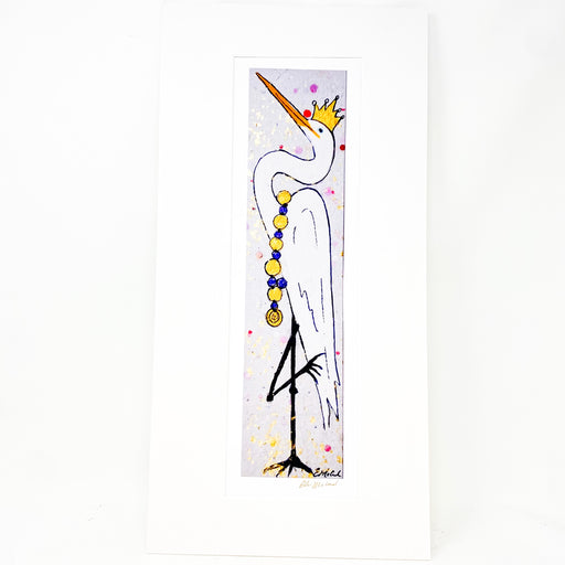 Ellen McCord Carnival Crane with Gold Crown 10x20 print Made in Louisiana