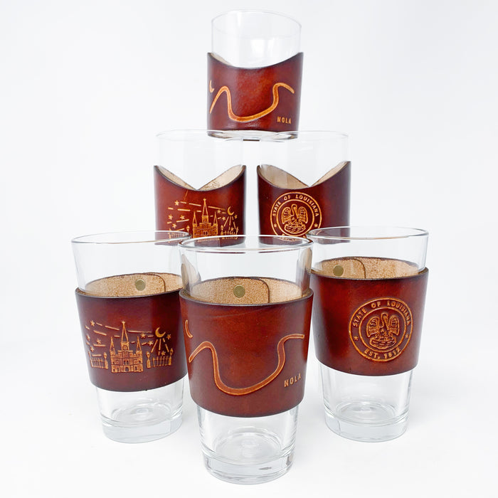 Cathedral Leather Wrap Pint Glass
