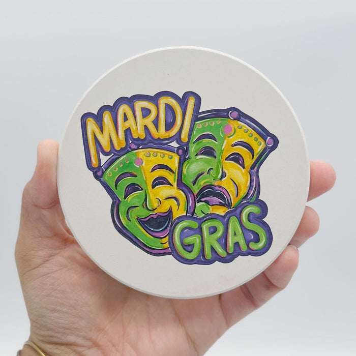 Mardi Gras Tragedy Comedy Masks Round Coaster