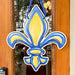 Blue Yellow Fleur De Lis McNeese Pokes Football Door Hanger Home Malone New Orleans Louisiana