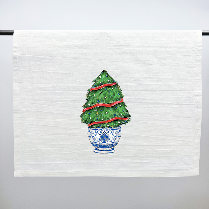 Chinoiserie Christmas Tree Kitchen Towel, Home Malone, New Orleans art, Merry Christmas, Christmas towel,  Bathroom Towel, Holiday Towel, Christmas gift, Stocking Stuffer