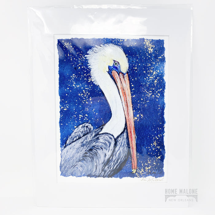Pelican In Blue Print