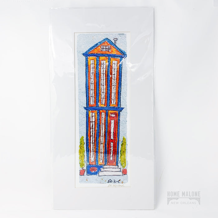 Tall Orange House Print | 10"x20"