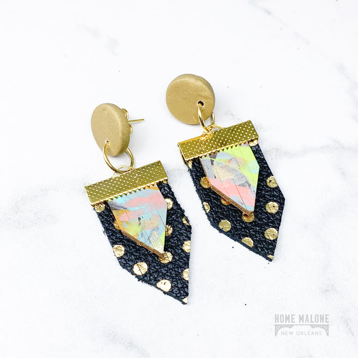 Painted Leather + Clay Earrings