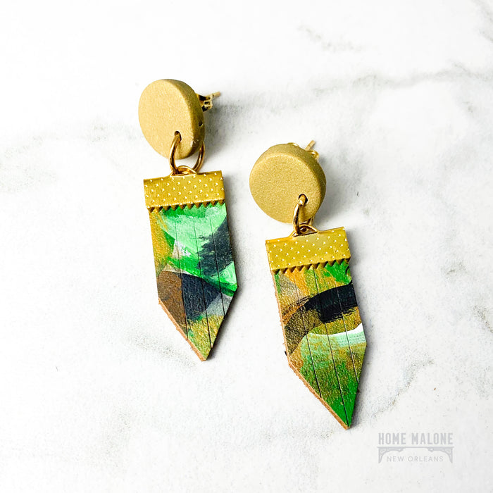 Painted Leather + Clay Earrings