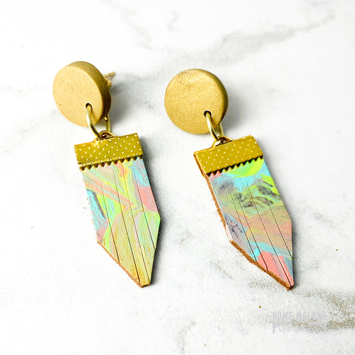 Painted deals leather earrings