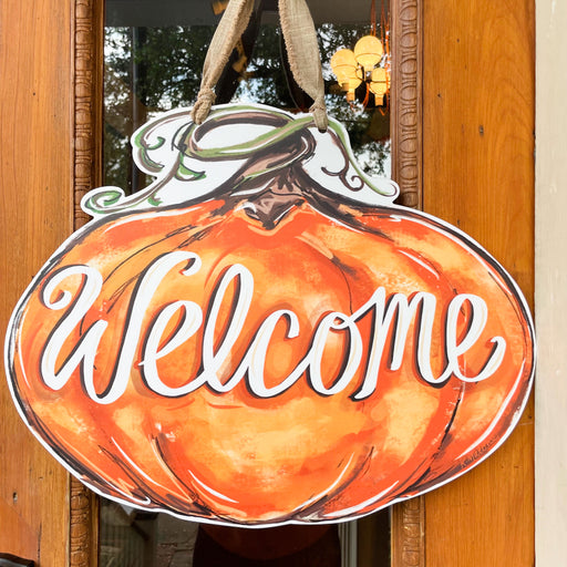 Orange Pumpkin Fall Welcome Door Hanger Outdoor Decor Home Malone New Orleans