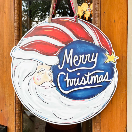 Santa Claus Crescent Moon Merry Christmas Door Hanger Home Malone