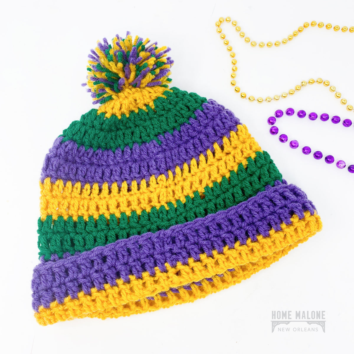 Mardi Gras Beanie Mardi_Gras_Striped_Knit_Beanie  main image 4