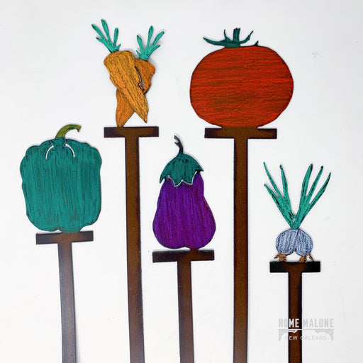 Whimsies Metal Garden Vegetable Plant Stakes // Gardener Gift Guide // Colorful + Fun Outdoor Decorations