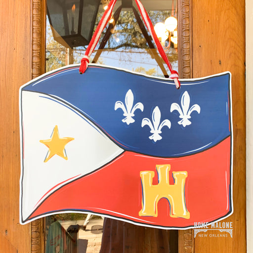 Acadiana Flag Door Hanger decoration Made in New Orleans by Home Malone 