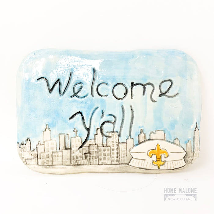 Welcome Y'all Skyline Plaque