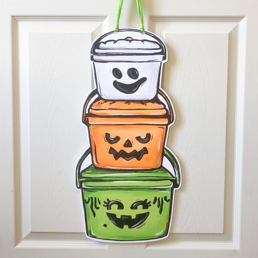 Trick or Treat, Cute Nostalgic Plastic Buckets, Happy Halloween, Home Malone, New Orleans Art, Spooky Door, Outdoor Decor, candy bucket