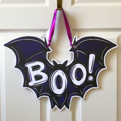 Halloween Bat Door Hanger, Boo, Home Malone, New Orleans Art, Trick or Treat, Candy, Spooky, Vampire Bat, Outdoor Decor, Black Bat, Fun Door, Silly Door